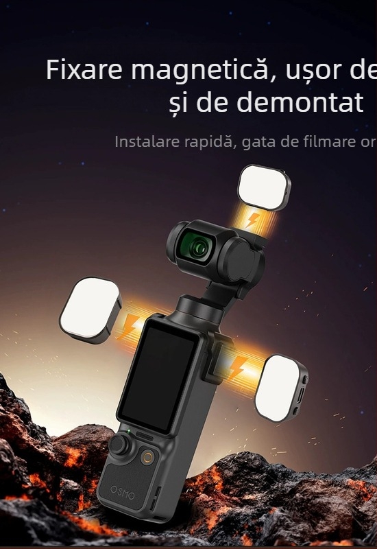 Kit lampă magnetică DJI Pocket 4, cu trei temperaturi ale culorii, lumină portabilă pentru frumusețe pentru camere de acțiune