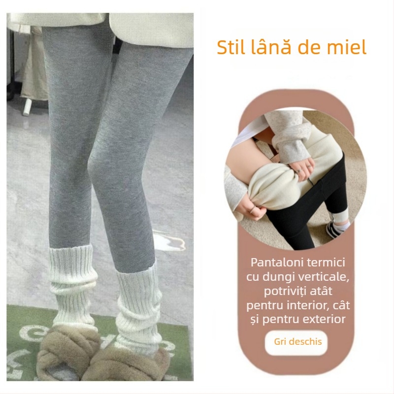 Colanți pentru femei cu căptușeală din fleece, pentru toamnă și iarnă, călduroși, croială slim, lungi, fleece periat, casual.