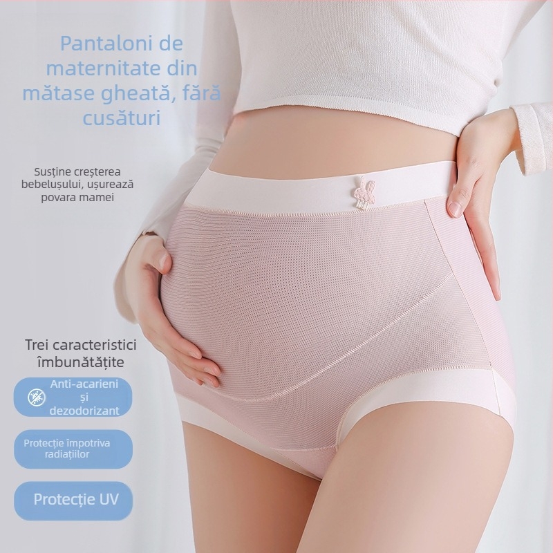 Lenjerie intimă de maternitate pentru femei, talie înaltă, foarte elastică, din nylon, căptușeală de bumbac în zona inghinală, antibacteriană, cu prelungire a zonei inghinale, potrivită pentru toate etapele sarcinii