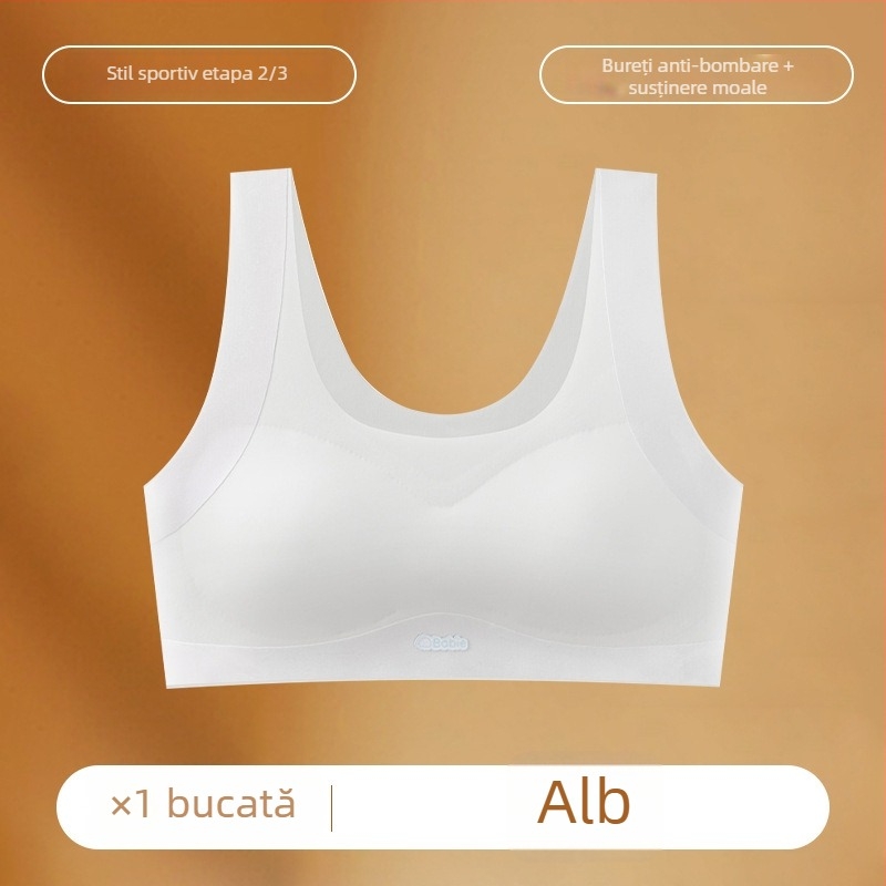 Sutien sport fără cusuri pentru adolescente, cupă 3/4, burete subțire, material nylon-spandex, căptușire din bumbac, respirabil și confortabil