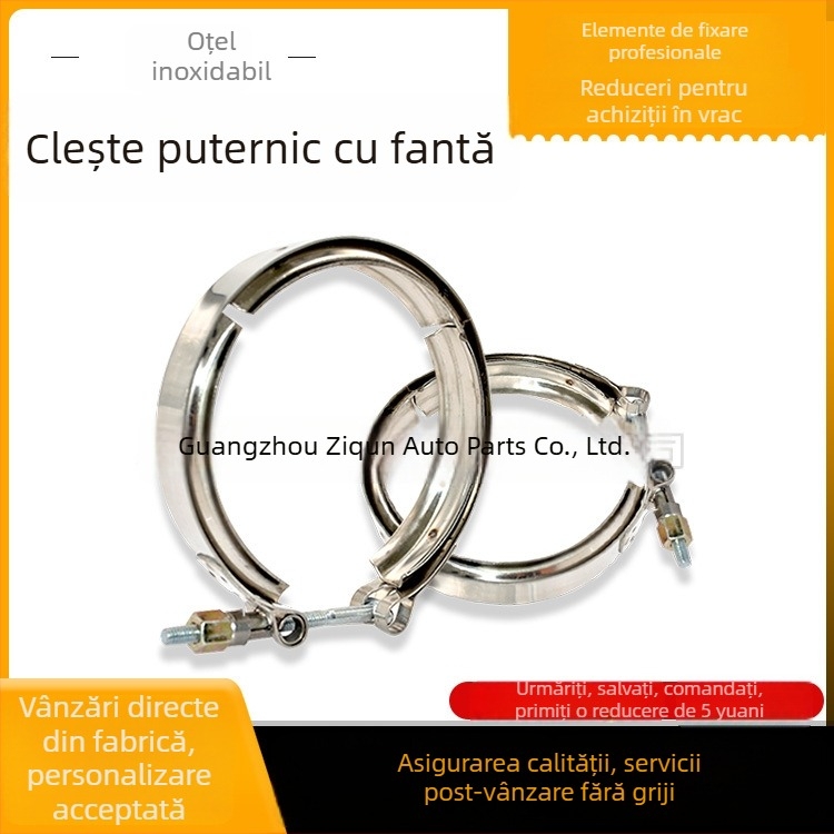 Colier pentru conducte din oțel inoxidabil 304, cu canelură și prindere întărită pentru conducte de apă, diametru 50–160 mm