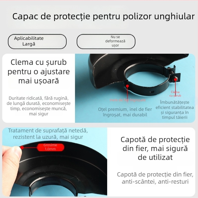 Capac de protecție gros pentru polizorul unghiular, tip universal 100, protecție împotriva prafului pentru discuri de șlefuit