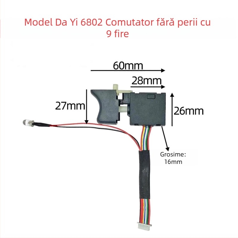 Dayi întrerupător fără perii pentru cheie electrică, întrerupător cu 9 conductori de Li 04221