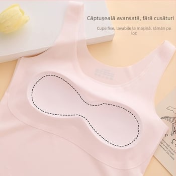 Top fără cusături pentru fete în perioada de dezvoltare, lungime medie, design în două etape, bretele late, lenjerie de bază confortabilă