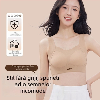 Sutien de antrenament, fără cusături, în stil vestă, pentru fete, din nailon cu căptușeală de bumbac, cupă 3/4, respirabil
