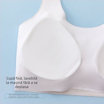 Sutien fără cusături, vestă respirabilă cu textură fagure, cupe pline, design semi-fix, cupe modelate din bumbac