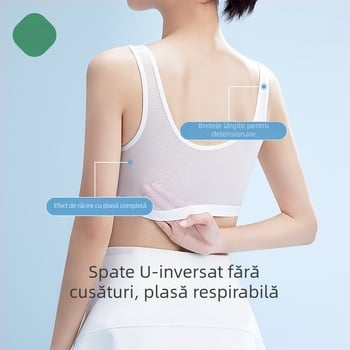Sutien sport pentru fete 12–15 ani, din plasă respirabilă, cupă completă, căptușit cu bumbac