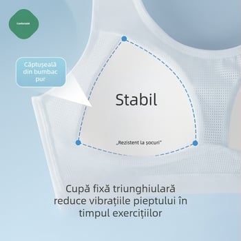 Sutien sport pentru fete 12–15 ani, din plasă respirabilă, cupă completă, căptușit cu bumbac