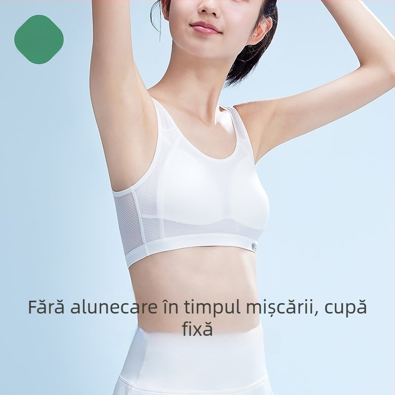 Sutien sport pentru fete 12–15 ani, din plasă respirabilă, cupă completă, căptușit cu bumbac