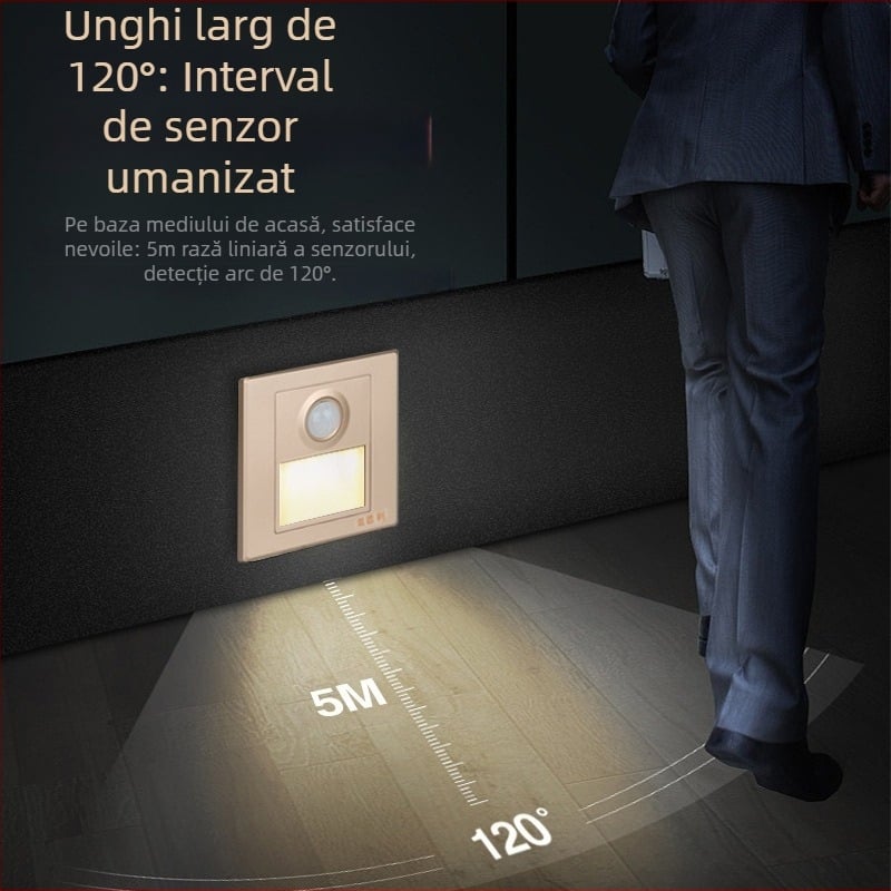Lumină LED încastrată pentru trepte cu senzor de mișcare și senzor de lumină