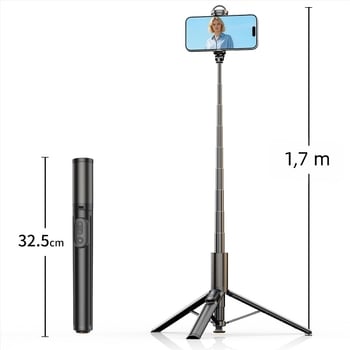 Trepied pentru selfie K60 cu reglaj focalizare și telecomandă - suport telefon portabil pentru streaming live