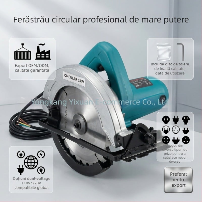 Circulară electrică 110V/220V cu motor din cupru pur, putere mare