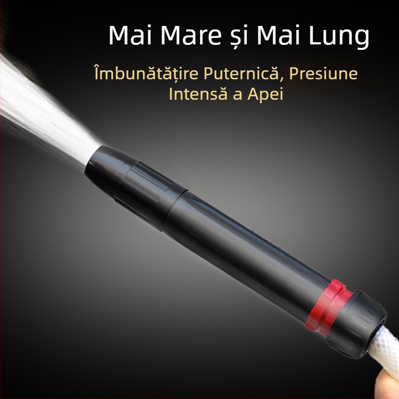 Pistol de apă cu presiune înaltă pentru gospodărie și grădină, Negru Diamant — pulverizare directă, pentru spălarea mașinii și udarea florilor și legumelor, duză în formă de suzetă