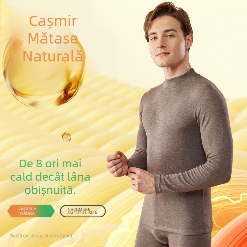 Set termic pentru stratul de bază: top și bottom, guler semi-turtleneck, grosime extra, căptușeală de fleece, antistatice