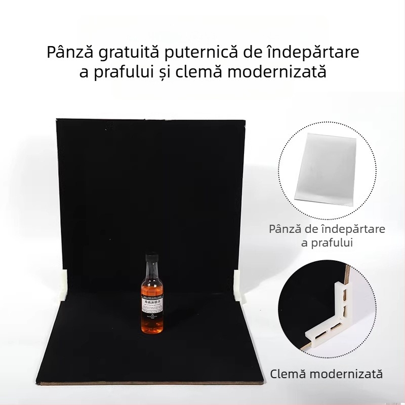 Fundal fotografic din velur, absorbant la lumină, 40×40 cm, panou negru de fundal