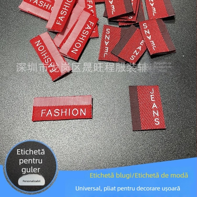 Set de etichete pentru jeanși: etichetă laterală, etichetă a buzunarului din spate, etichetă țesută, etichetă textilă, etichetă roșie, etichetă pliabilă, etichetă de spălare