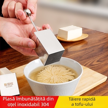 Cuțit pentru tofu cu design crizantemă pentru tăierea florilor și răzuirea tofu, oțel inoxidabil 304, ustensilă de bucătărie