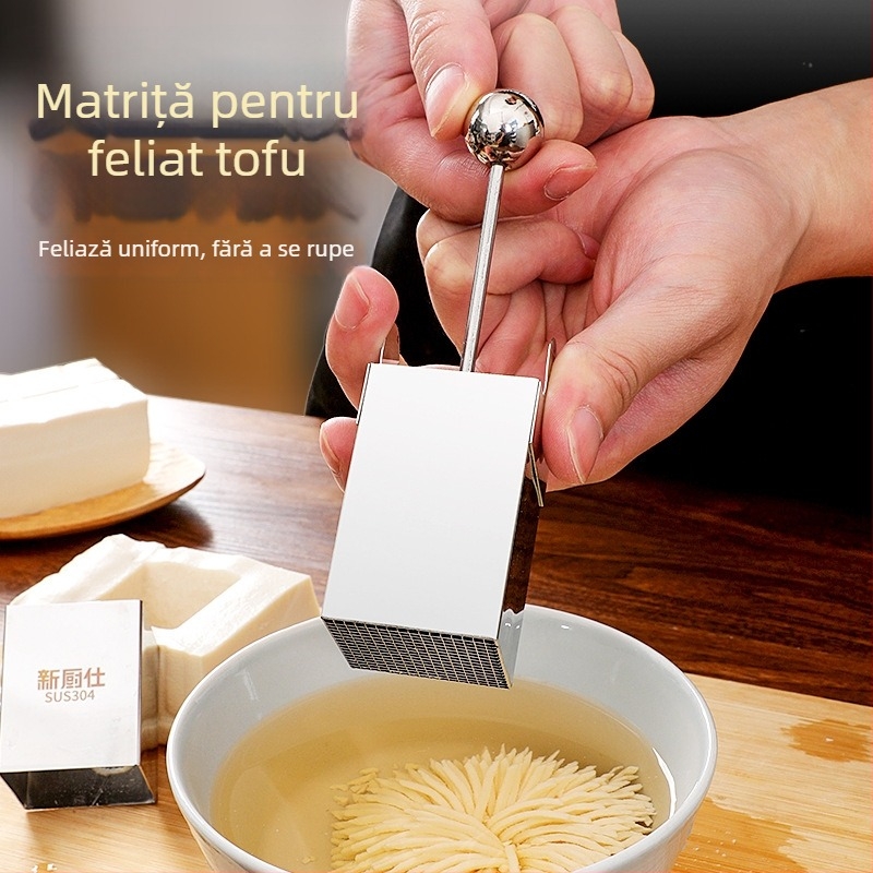 Cuțit pentru tofu cu design crizantemă pentru tăierea florilor și răzuirea tofu, oțel inoxidabil 304, ustensilă de bucătărie