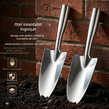 Lopată din oțel inoxidabil, grosime mare – set de unelte de grădină pentru săpat, plantat flori și legume