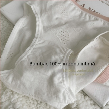 Lenjerie intimă din bumbac pentru femei, Clasa A, respirabilă, culoare solidă, talie medie, zonă inghinală antibacteriană