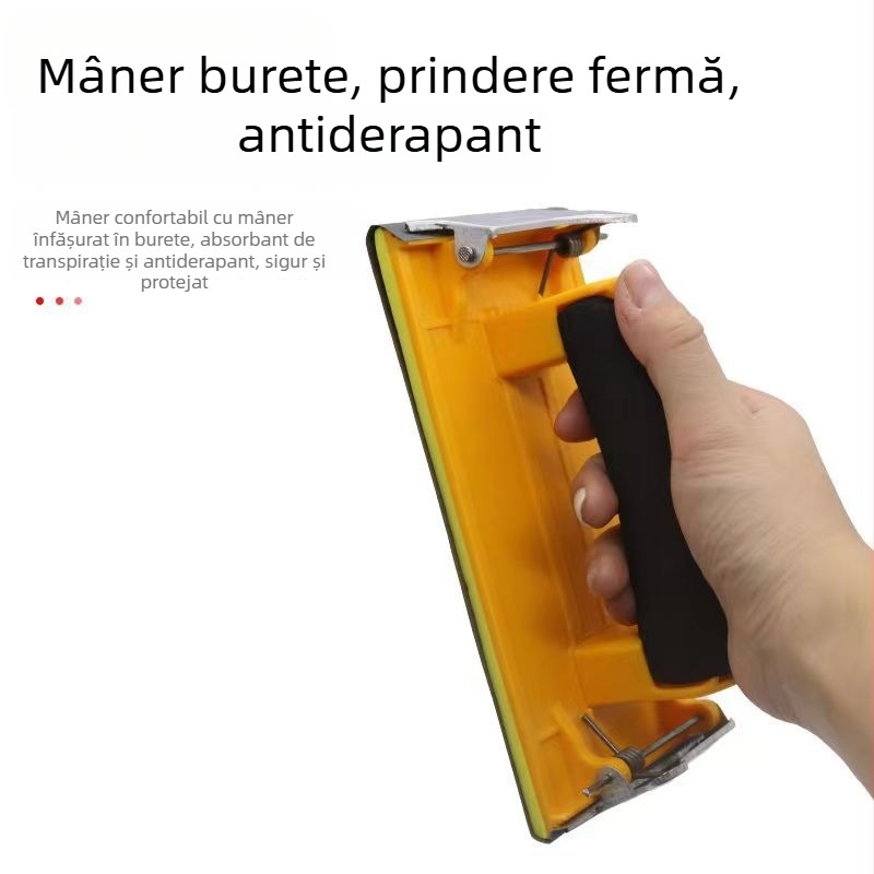 Suport pentru șmirghel cu burete galben și clips din plastic