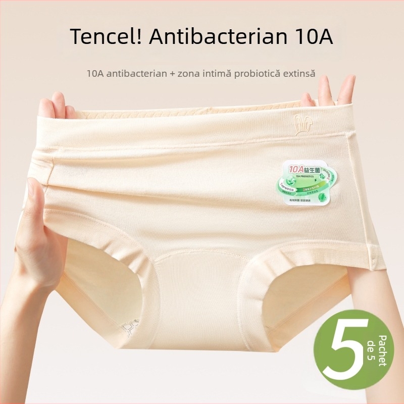 Lyocell lenjerie intimă pentru femei, mărime plus, talie medie pentru controlul abdomenului, 10A antibacteriană, crotch extinsă, respirabilă și prietenoasă cu pielea
