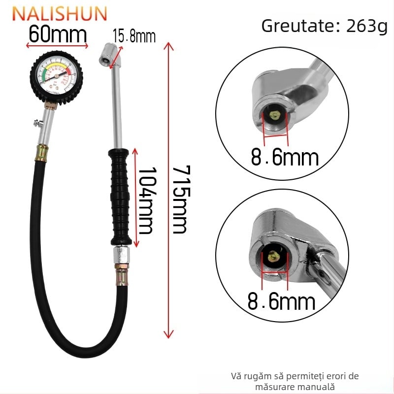 Manometru digital pentru presiunea pneurilor auto, cu funcție de umflare