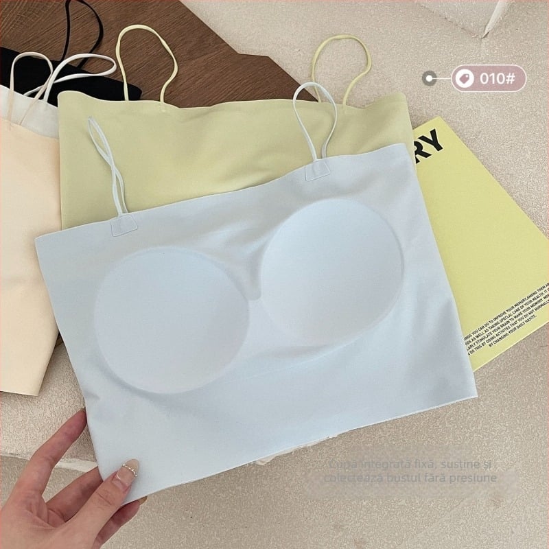 Camisolă de vară din nylon fără cusături, bretele subțiri, spate frumos, top tub unic, lenjerie