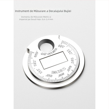 Instrument pentru reglarea distanței bujiilor pentru mașini și motociclete, calibru monedă 0,6–2,4 mm