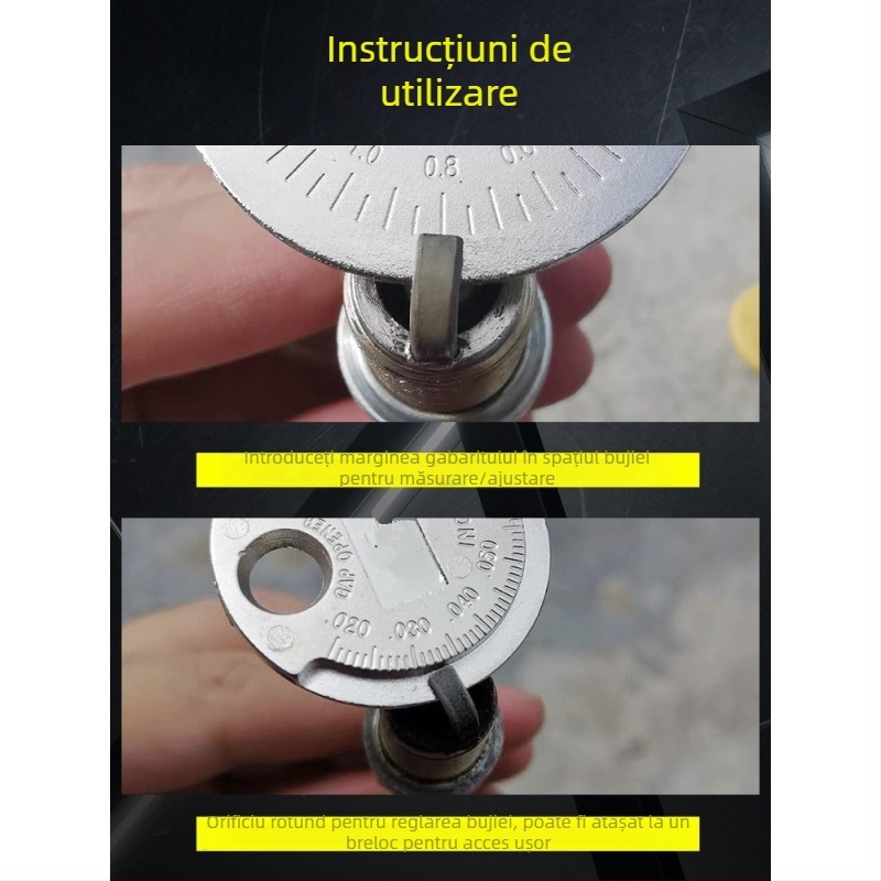 Instrument pentru reglarea distanței bujiilor pentru mașini și motociclete, calibru monedă 0,6–2,4 mm