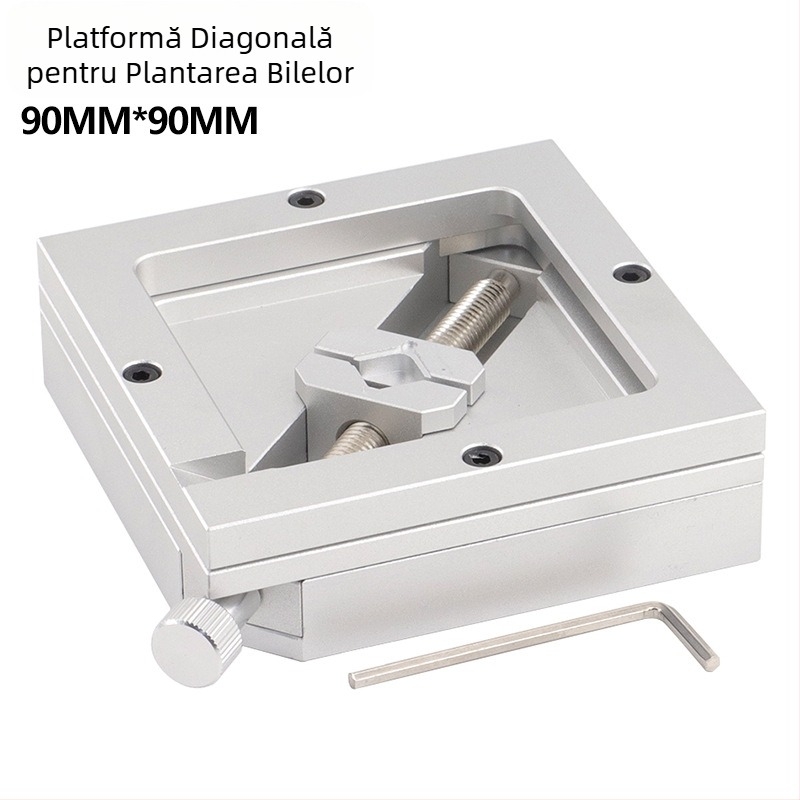 HT90 Masă diagonală pentru montaj BGA — din aluminiu integral, argintie, jig universal pentru repararea cipurilor