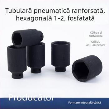 Mufă hexagonal pneumatic fosfătă 1/2 inch, lungime 8 cm, cuplu înalt, anti-derapare, dimensiuni multiple