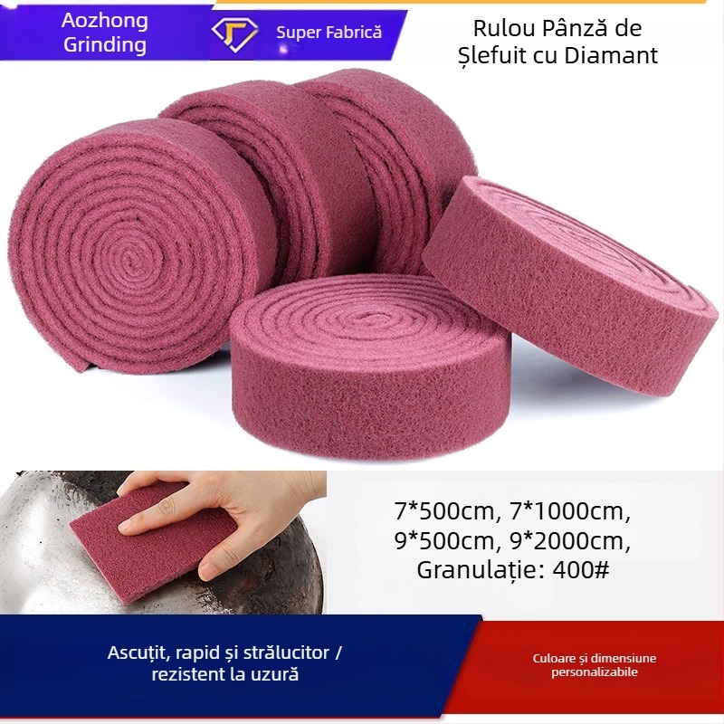 Rolă Emery pentru curățarea vaselor din oțel inoxidabil și a ustensilelor de bucătărie, lățime 70 mm, roșu