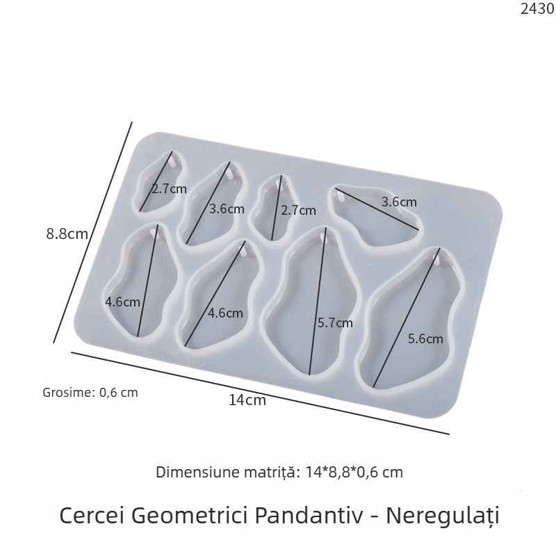 Formă din silicon pentru rășină epoxidică cu efect oglindă, cercei și pandantiv geometrice plate, breloc