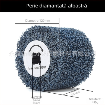 Roată de lustruire diamant negru pentru suprafețe metalice, fibră de nylon cu abraziv din carbure de siliciu