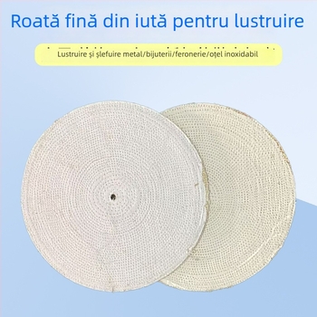 Roata de lustruire din sisal cu pânză albă, pentru lustruirea oțelului inoxidabil, finisaj oglindă
