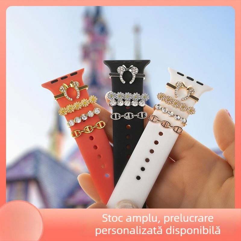 Set de accesorii pentru smartwatch compatibil cu Apple Watch, curea cu cap Mickey Mouse, model sport