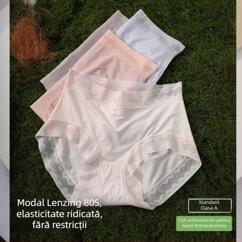 Slipuri femei din Lenzing Modal cu dantelă, talie medie, PLA, 10A antibacteriene, respirabile