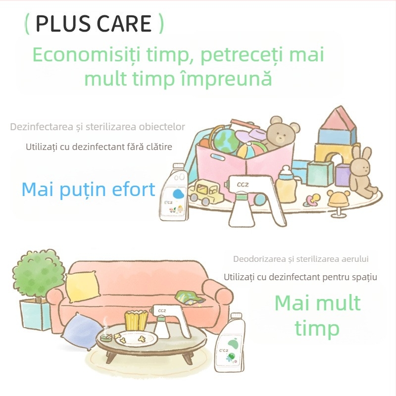 CCZ Pulverizator electric pentru dezinfecție, uz casnic, cu lichid de purificare a aerului interior pe bază de acid hipocloros
