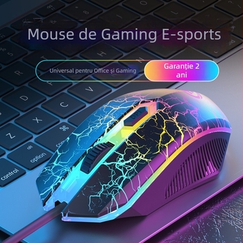Mouse de gaming cu fir, senzație mecanică, USB, 4 butoane, DPI 1600, cablu 1,5 m, dimensiuni 120×67×38 mm, 68 g