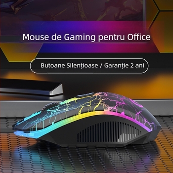 Mouse de gaming cu fir, senzație mecanică, USB, 4 butoane, DPI 1600, cablu 1,5 m, dimensiuni 120×67×38 mm, 68 g
