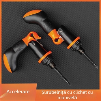 Set șurubelnițe cu mâner manual continuu, acțiune accelerată, multifuncțional înainte-înapoi, capete plate și cruciforme
