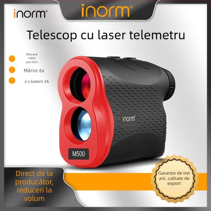 Inorm distanțimetru laser portabil cu telescop pentru golf — măsurare înălțime, unghi, distanță și viteză, mai multe moduri