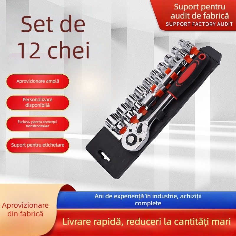 Set de 12 chei clichet pentru reparații casnice și auto, cu capete pentru socluri