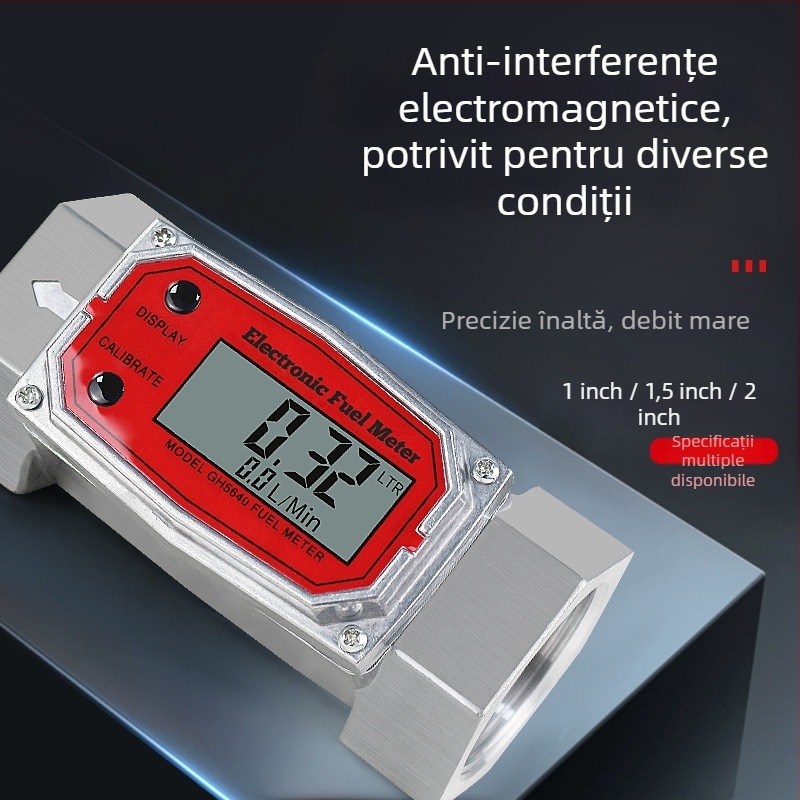 Fluxmetru turbină electronic de înaltă precizie, din oțel inoxidabil, pentru motorină, benzină, apă și alte lichide