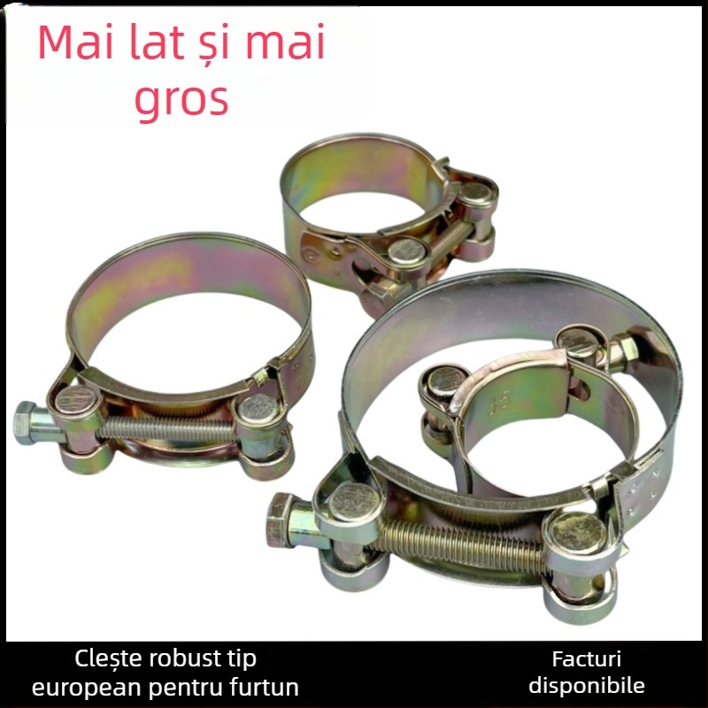 Cleme pentru țevi în stil european, robust din fier galvanizat, cap deschis