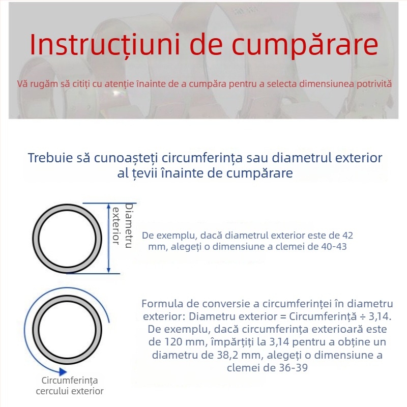 Cleme pentru țevi în stil european, robust din fier galvanizat, cap deschis