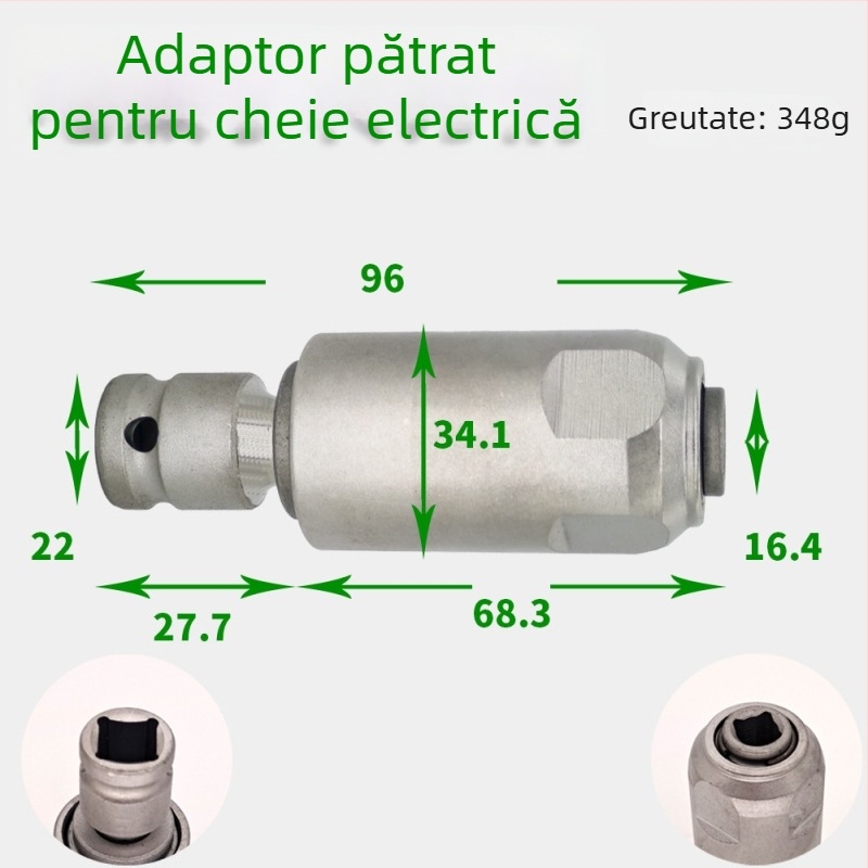 Adaptor de conversie 1/2 inch pentru ciocan cu impact către ciocan-bormașină — cap pătrat spre ax rotund, burghie și accesorii pentru șurubelniță electrică