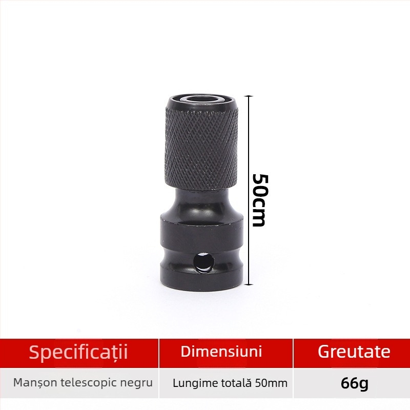 Adaptor pentru cheie electrică de 1/2 inch, cu teacă telescopică cu arc și bit hexagonal