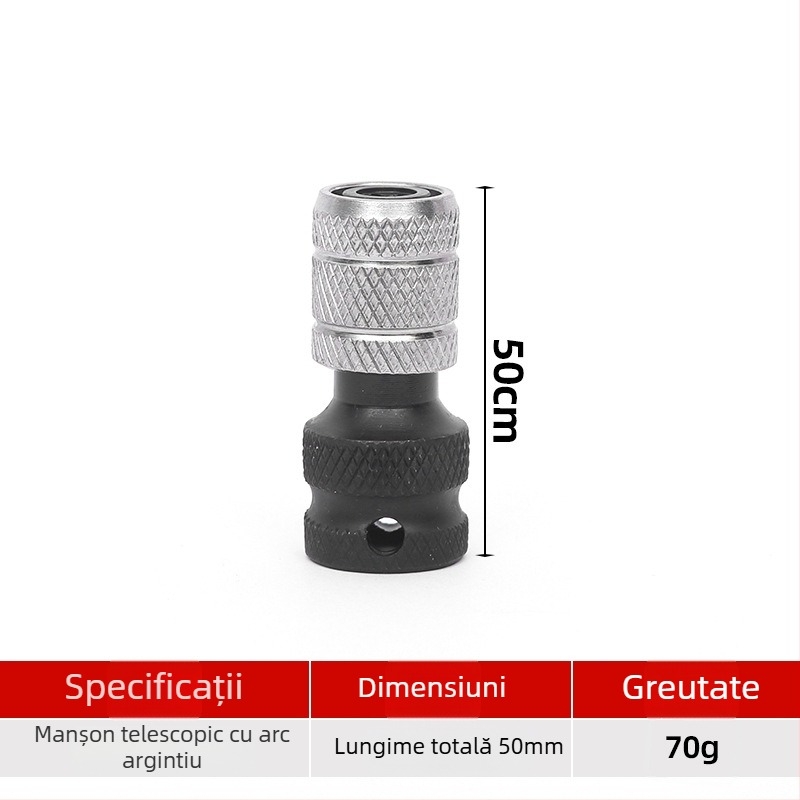Adaptor pentru cheie electrică de 1/2 inch, cu teacă telescopică cu arc și bit hexagonal